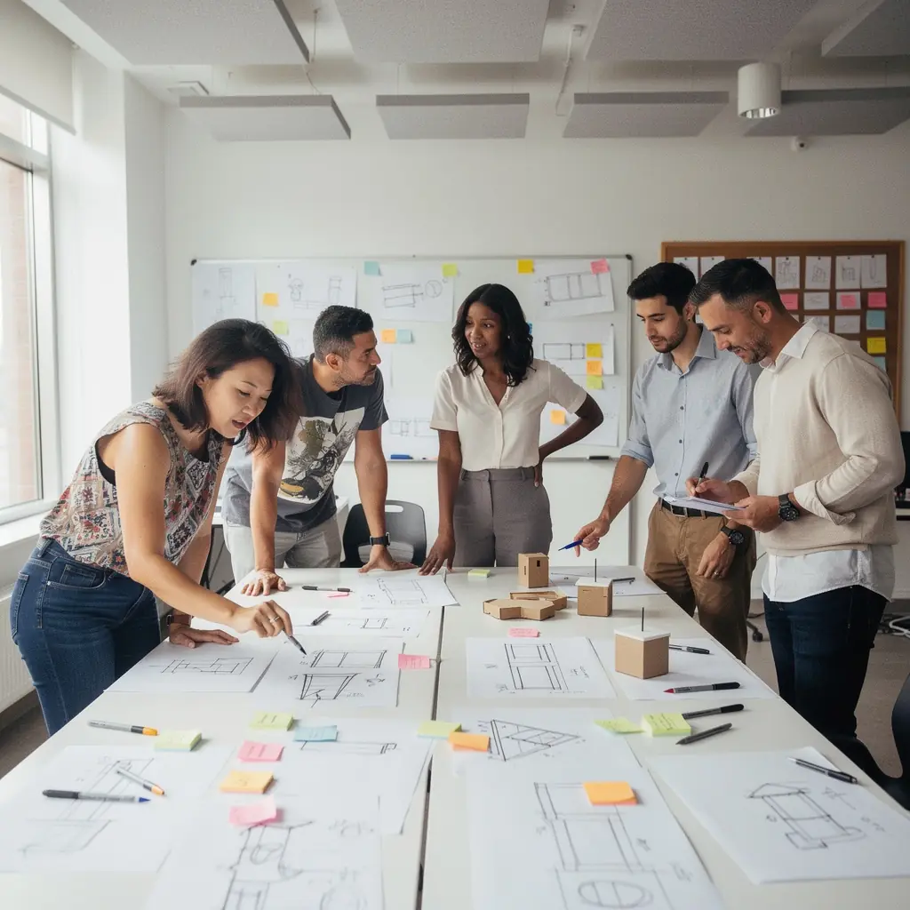 Przykład strefy cichej w biurze z roślinnością i wygodnymi fotelami.